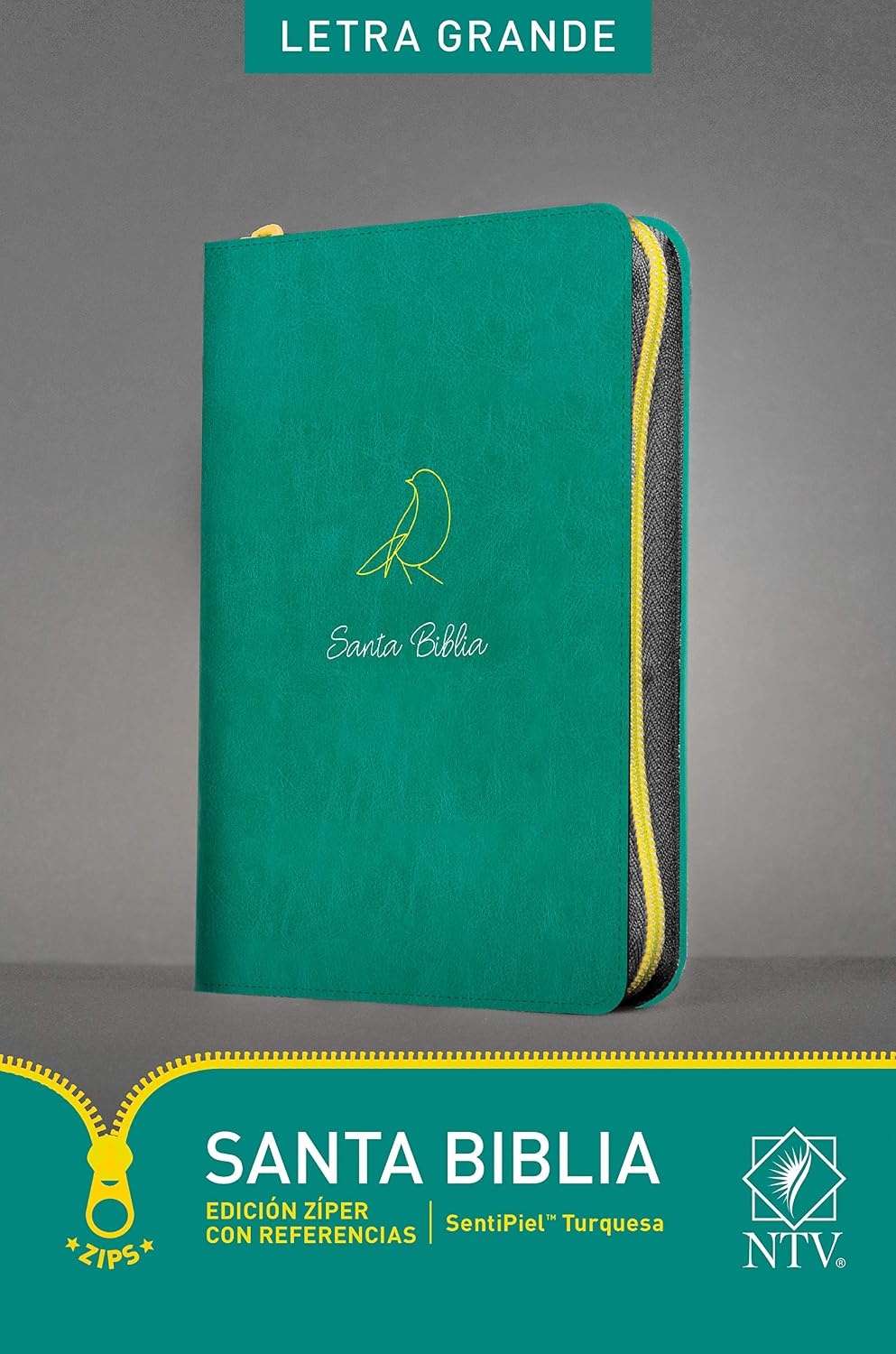 Santa Biblia NTV, Edición zíper con referencias, letra grande (SentiPiel, Turquesa, Índice)