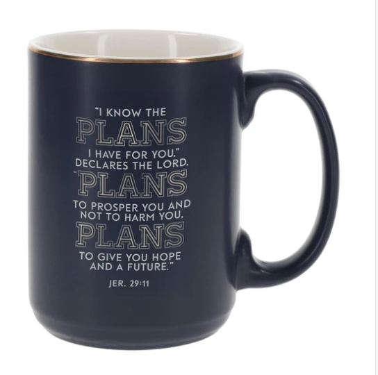 Taza “The Plans Modern Blue Grid”- Jeremiah 29:11